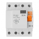 Устройство защитного отключения TDM ВД63 4Р 32А 30мА (электронное) тип АС