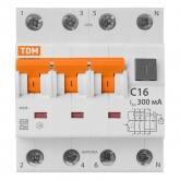 Дифференциальный автомат TDM 4П(3П+Н) C16А 300мА тип А трехфазный электронный 6кА АВДТ63 (дифавтомат, АВДТ)