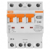 Дифференциальный автомат TDM 4П C40А 300мА тип АС трехфазный электронный 6кА селективный АВДТ63S (дифавтомат, АВДТ)