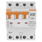 Дифференциальный автомат TDM 4П C50А 100мА тип АС трехфазный электронный 6кА селективный АВДТ63S (дифавтомат, АВДТ)