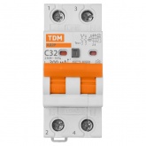 Дифференциальный автомат TDM АД2P 2Р С32А 300мА тип АС однофазный электронный 6кА АД2P (дифавтомат, АВДТ)