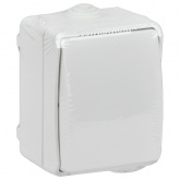 Переключатель одноклавишный для открытой установки ИЭК ФОРС ВС20-1-0-ФБ IP54 белый