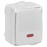 Переключатель одноклавишный с индикацией для открытой установки ИЭК ФОРС ВС20-1-1-ФБ IP54 белый