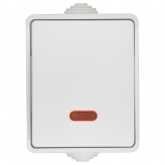 Переключатель одноклавишный с индикацией для открытой установки ИЭК ФОРС ВС20-1-1-ФБ IP54 белый