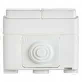 Выключатель двухклавишный для открытой установки ИЭК ФОРС ВС20-2-0-ФБ IP54 белый