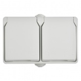 Розетка двухместная 2х2П+3 для открытой установки ИЭК ФОРС РС622-3-ФБ IP54 белый