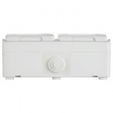 Розетка двухместная 2х2П+3 для открытой установки ИЭК ФОРС РС622-3-ФБ IP54 белый