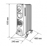 Масляный обогреватель TDM МО-11ТВ, 2500Вт, 11 секций, вентилятор, регулятор мощности, термостат