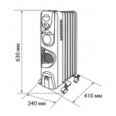 Масляный обогреватель TDM МО-9ТВ, 2000Вт, 9 секций, вентилятор, регулятор мощности, термостат