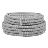 Труба гофрированная ПВХ EKF Plast 32 мм гибкая лёгкая с протяжкой серая [бухта 50м] (гофра для кабеля)