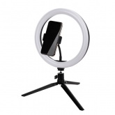 Лампа кольцевая светодиодная TDM 12W 2700-6400K, 26см, штатив настольный, диммер, USB,