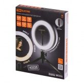 Лампа кольцевая светодиодная TDM 12W 2700-6400K, 26см, штатив настольный, диммер, USB,