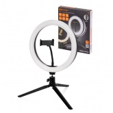 Лампа кольцевая светодиодная TDM 12W 2700-6400K, 26см, штатив настольный, диммер, USB,