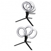 Лампа кольцевая светодиодная TDM 6W 2700-6400K, 16см, штатив настольный, диммер, USB,