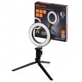 Лампа кольцевая светодиодная TDM 6W 2700-6400K, 16см, штатив настольный, диммер, USB,