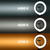 Лампа кольцевая светодиодная TDM 6W 2700-6400K, 16см, штатив настольный, диммер, USB,