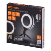 Лампа кольцевая светодиодная TDM 6W 2700-6400K, 16см, штатив настольный, диммер, USB,