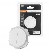 Выключатель двухклавишный TDM Байкал 16А 250В белый