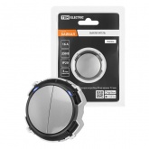 Кнопочный выключатель двухклавишный TDM Байкал 16А 250В платина