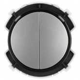 Кнопочный переключатель двухклавишный TDM Байкал 16А 250В платина