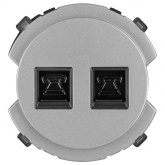 Розетка телефонная двойная TDM Байкал RJ11 платина