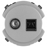 Розетка двойная TDM Байкал RJ11+TV розетка оконечная платина