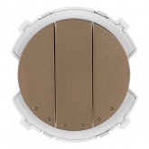 Выключатель трехклавишный TDM Байкал 16А 250В бронза