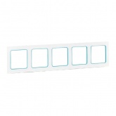 Рамка 5-местная EKF Стокгольм белый с линией цвета синий