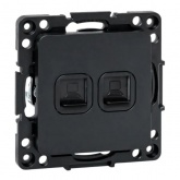 Механизм двойной компьютерной розетки EKF RJ45 кат.5 Стокгольм черный