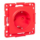 Механизм розетки EKF 2P+E 16А с защитными шторками Стокгольм красный
