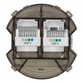Розетка телефонная двойная TDM Байкал RJ11 шампань