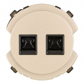 Розетка телефонная двойная TDM Байкал RJ11 шампань