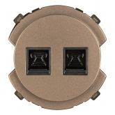 Розетка телефонная двойная TDM Байкал RJ11 бронза