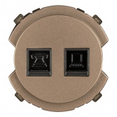 Розетка двойная TDM Байкал RJ11+ RJ45 бронза