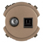 Розетка двойная TDM Байкал RJ45+TV розетка оконечная бронза