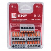 Клемма строительно-монтажная EKF PROxima 5 х (0,08-2,5) СМК 222-415 с рычагом [уп. 100шт]