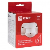 Микроволновый датчик движения EKF PROxima белый настенный 1200Вт 180гр. до 15м IP44 MW-702