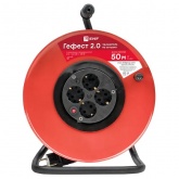 Удлинитель на катушке EKF PROxima Атлант 2.0, 4 гнезда 50м без заземления ПВС 2*0,75 6А/1,3кВт