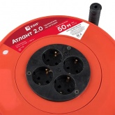 Удлинитель на катушке EKF PROxima Атлант 2.0, 4 гнезда 50м с заземлением ПВС 3*1,0 10А/2,2кВт