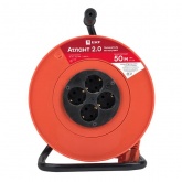 Удлинитель на катушке EKF PROxima Атлант 2.0, 4 гнезда 50м с заземлением ПВС 3*1,0 10А/2,2кВт
