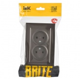 Розетка ИЭК BRITE 2х2P без заземления со шторками двойная 10А бронза в сборе (РСш12-2-БрТБ)