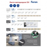 Светодиодная лента Feron LS603 60SMD(2835) 4.8W/m 12V IP20 5000x8x1.22mm 4000K нейтральный белый