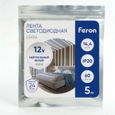 Светодиодная лента Feron LS606 60SMD(5050) 14.4W/m 12V IP20 5000x10x2.32mm 4200K нейтральный белый