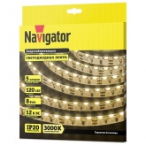 Светодиодная лента Navigator 14450 NLS-335WWS120-8-IP20-12V 8W 3000K (боковое свечение)