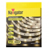 Светодиодная лента Navigator 71 414 NLS-5050WW30-7.2-IP20-12V R5 7,2W 3000K (бухта 5m)