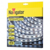 Светодиодная лента Navigator 71 764 NLS-3528СW120-9.6-IP20-12V R5 9,6W 6000K (бухта 5m)