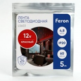 Светодиодная LED лента Feron LS603 60SMD(2835)/м 4.8Вт/м 5м IP20 12V красный
