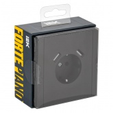 Розетка с зарядкой ИЭК FORTE&PIANO FP145 2Р+Е 16А шторки USB A+A 3,1А черный