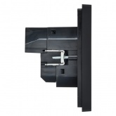 Розетка с зарядкой ИЭК FORTE&PIANO FP145 2Р+Е 16А шторки USB A+A 3,1А черный