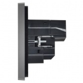 Розетка с зарядкой ИЭК FORTE&PIANO FP545 2Р+Е 16А шторки USB A+A 3,1А сталь